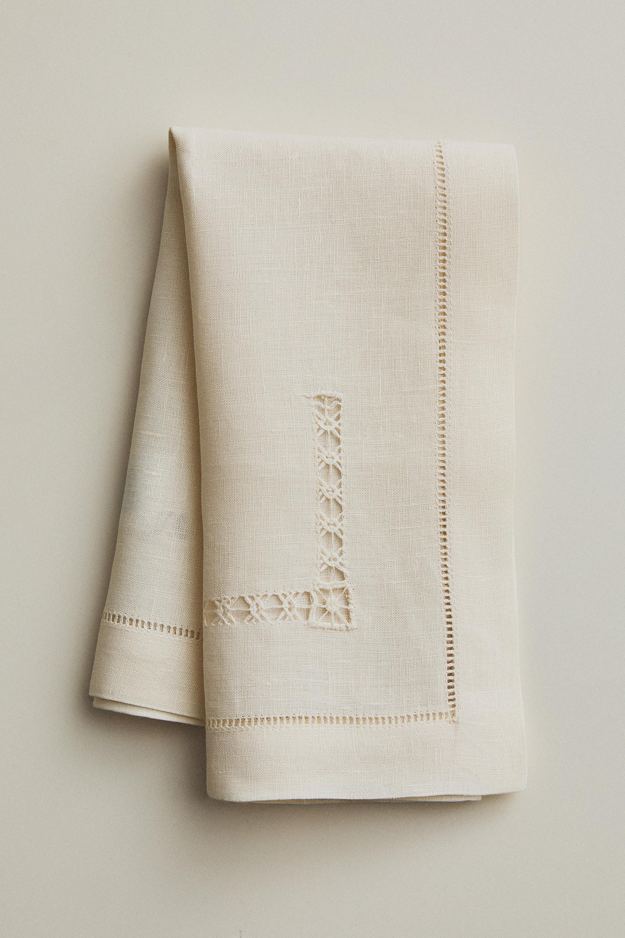 LOT DE SERVIETTES DE TABLE EN LIN AVEC JOUR ÉCHELLE (LOT DE 2)